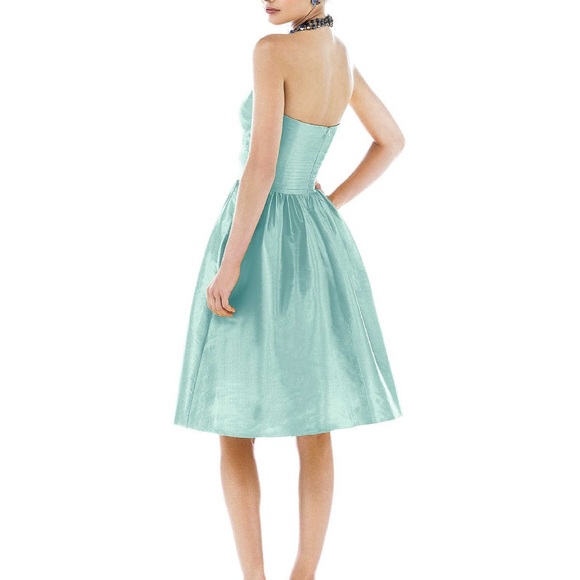 Alfred Sung D540 Strapless Dupioni Dress Seaside Teal/Tiffany Blue Size 10 NWT - Picture 2 of 8